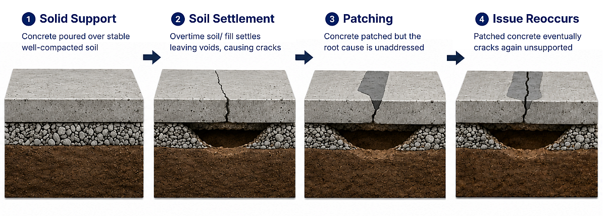 How does cracked concrete floor repair work
